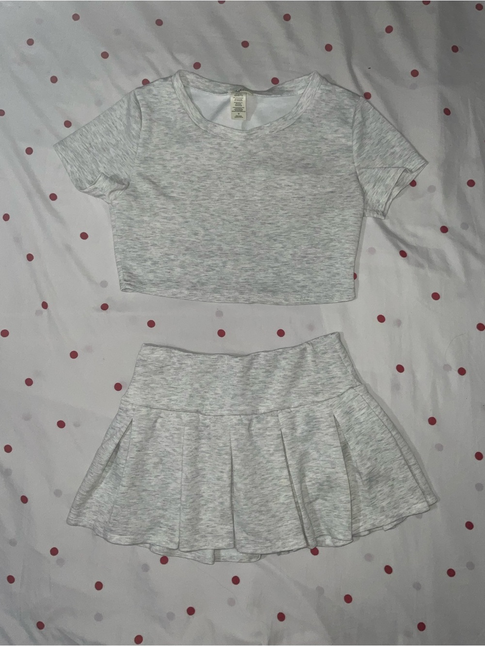 Heather Gray Girls' Skirt and Crop Top Set